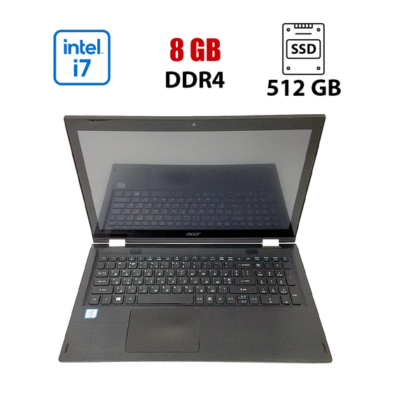 Ультрабук Acer Spin SP315-51 / 15.6'' (1920x1080) TN / Intel Core i7-6500U (2 (4) ядра по 2.5 - 3.1 GHz) / 8 GB DDR4 / 512 GB SSD / Intel HD Graphics 520 / WebCam / Win 10 Lic б/у