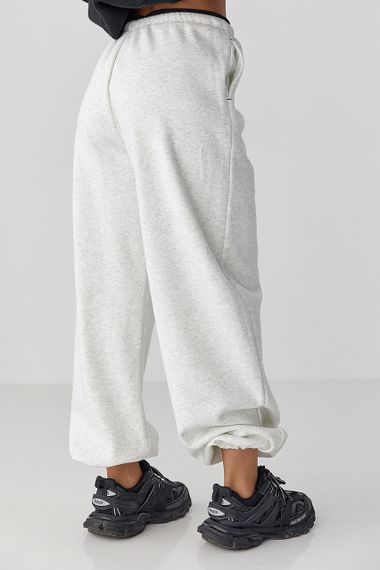 Широкі спортивні штани з начосом - світло-сірий цвет, M (є розміри) | Зображення 1