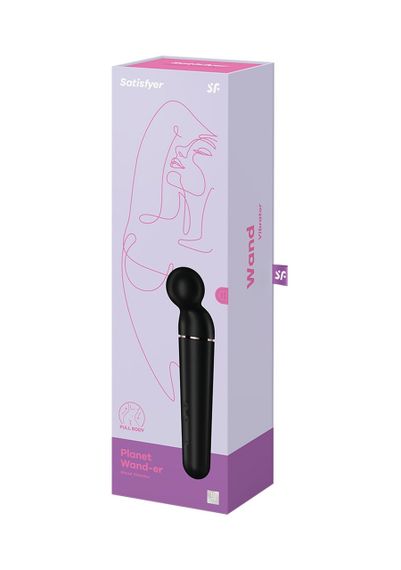 Вібратор-мікрофон універсальний Satisfyer Planet Wand-er для стимуляції всього тіла, чорний Sex Aura | Зображення 8