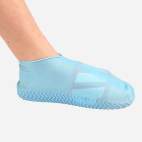 Многоразовые бахилы-чехлы L (41-45 размер) для обуви силиконовые от воды и грязи. Цвет: голубой NO-22