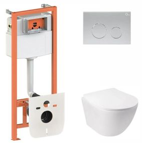 Набір Qtap Nest 4 в 1 підвісний унітаз Jay Ultra Quiet 485x360x320 + комплект інсталяції QT07335177W45138