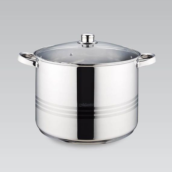 Кастрюля Maestro MR-3517-18, 18 л, 32 см, из нержавеющей стали с крышкой, для всех типов плит