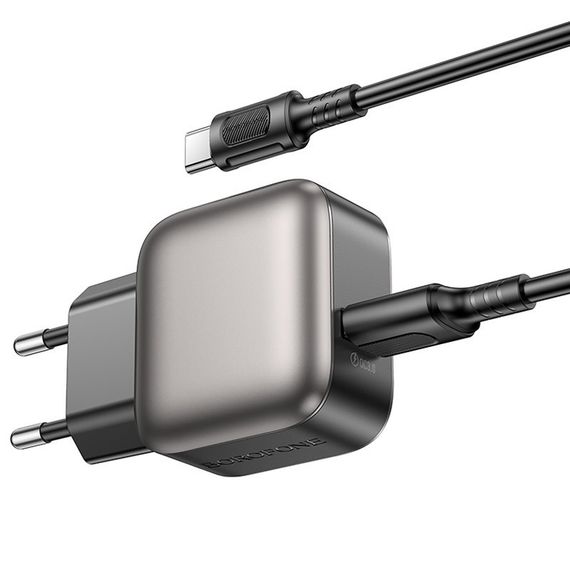 СЗУ Borofone BAS52A Absolute QC3.0 18W (1USB-A) + кабель USB to Type-C Black | Зображення 1