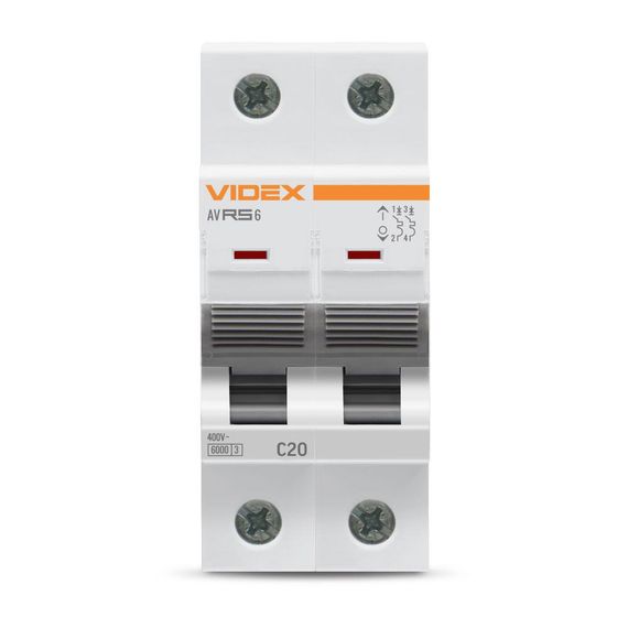 Автоматичний вимикач RS6 2п 20А С 6кА VIDEX RESIST (VF-RS6-AV2C20) | Зображення 2