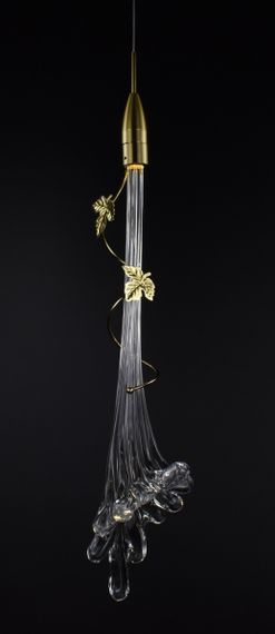 Люстра світлодіодна підвісна LED світильник для квартири на стелю лед 26840 Латунь 55-200х12х12 см. | Зображення 7