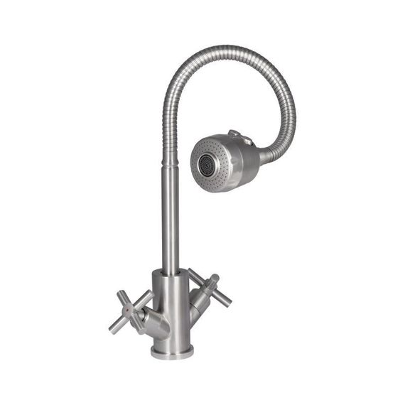 Смеситель для кухни Lidz Wind 013F4 двухвентильный с гибким изливом LDWIN013F4NKS43391 Nickel | Зображення 2