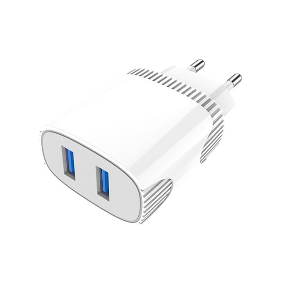 Мережевий зарядний пристрій Aspor A811 (2USB/2.4 A) + USB-кабель Type-C-білий | Зображення 4