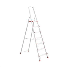 Драбина алюмінієва, 7 сходинок, висота: 2005 мм, висота до платформи: 1500 мм, 150 кг INTERTOOL LT-1007