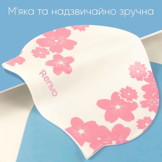 Доросла Шапочка для плавання Renvo Selva Уні Білий Рожевий OSFM (2SC500-0305) | Зображення 4