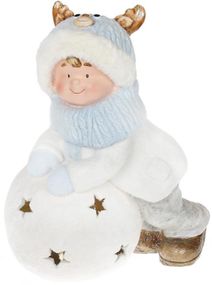 Фігура керамічна "Малюк в шапці-оленя на сніжку" 43.5см з LED-підсвіткою КОПІЯ