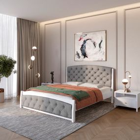 Двоспальне дерев'яне ліжко Mebigrand Мехіко Сіро-блакитний (S2010R80B)/Аляска 93 (Сірий) 160х190 см (MBG-12257)