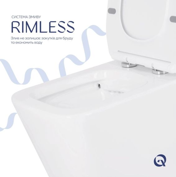 Унітаз підлоговий Qtap Crow Eco Rimless з сидінням Slim Duroplast/ Soft-close/ Quick Release QTCRO27W48750 | Зображення 7