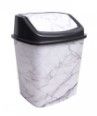 Відро для сміття 8л пластик з малюнком білий мармур ELIF