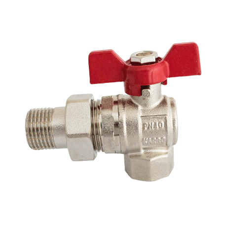 Кран кульовий з американкою кутовий Karro Standart+ 1/2” 8806