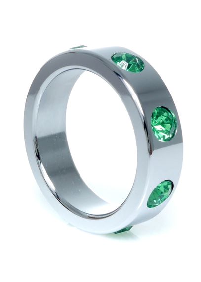 Ерекційне кільце Pierscien-Metal Cock Ring with Green Diamonds Large sexstyle