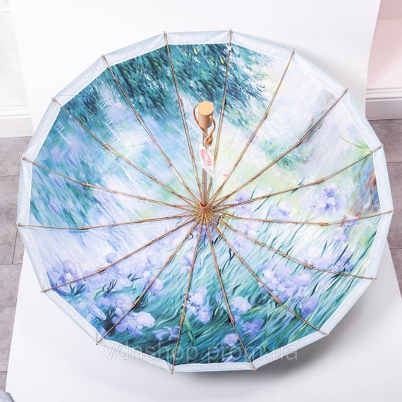 Парасолька механічна з принтом надійна з поліестеру діаметр 99 см Блакитна HP-23-3BL | Зображення 9