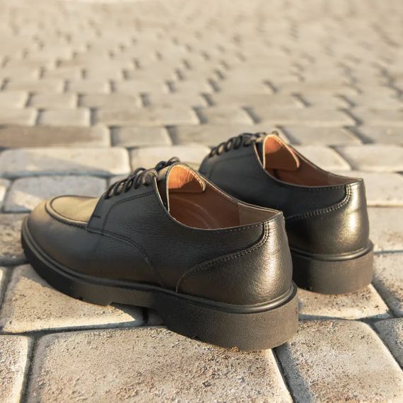 Casual мужские туфли. Черные кожаные дерби для важных событий! 43 размер | Зображення 6