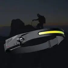 Легкий налобный фонарь LED+COB с датчиком движения и красным светом (черный) | Зображення 5