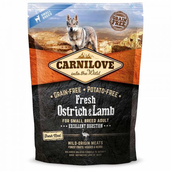Корм сухий Carnilove Fresh Ostrich and Lamb for Small Breed Dogs для дорослих собак дрібних порід зі страусом та ягнятиною 1