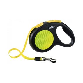 Рулетка Flexi Neon M, лента 5 м, черный