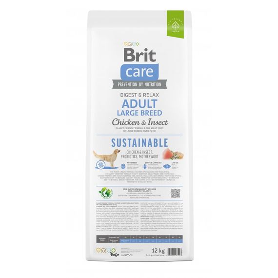 Корм сухий Brit Care Dog Sustainable Adult Large Breed для дорослих собак великих порід з куркою та комахами 12 кг | Зображення 4