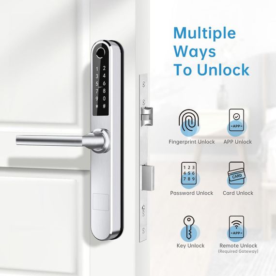Дверний замок із ручками, з безключовим доступом, Bluetooth-клавіатурою, зі сканером | Зображення 3