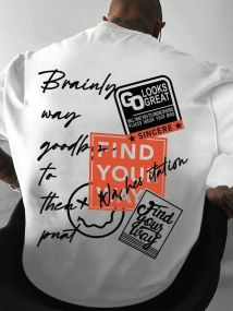 Футболка мужская с принтом повседневная M Белая