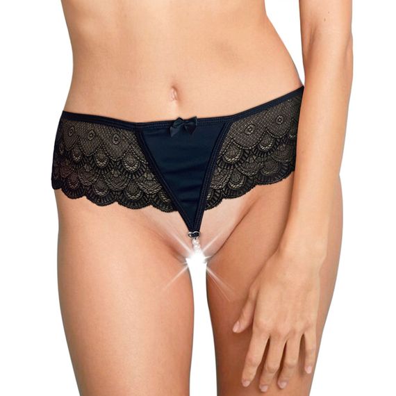 Сексуальные трусики Art of Sex - Lina с жемчугом, Черный, L, XL, 2XL, L/XL/XXL, Большие размеры | Зображення 2