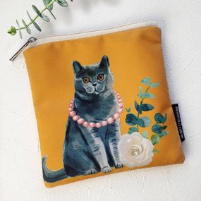 Косметичка квадратная Basic Кошка в бусах 16x16 см (KB_19M030_SBR)