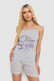 Жіноча піжама з принтом, колір сірий, 238R3128