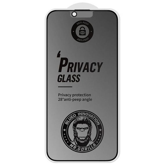 Захисне 2.5D скло Blueo Full Cover Anti-Peep Matte для Apple iPhone 13 Pro / 13 / 14 / 16e (6.1") Чорний | Зображення 1