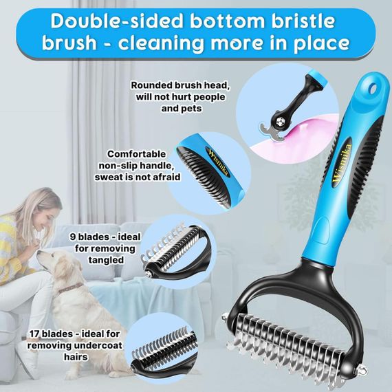 Щітка гребінець Wismika для собак і котів, підшерстя, 2в1, нержавійка, грумінг, антиколтун, для шерсті | Зображення 3