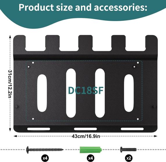 Настенный держатель для зарядного устройства Makita DC18SF, держатель на 4 аккумулятора и шуруповерта, полка | Зображення 1