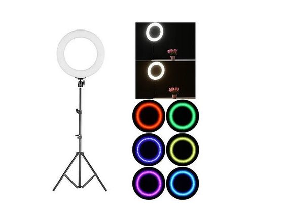 Лед-лампа кольцевая для студийного освещения LED лампа RL-14 Soft Ring с пультом и штативом для фото и видео | Зображення 1