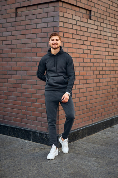 Костюм Лампас Зима антрацит-черный XL | Зображення 5