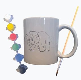 Набір для творчості кружка розмальовка "Динозавр Трицератопс" 330 мл біла