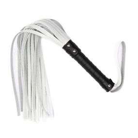 Кнут Flirty, эко-кожа с кожаной ручкой, белый, 60 см sexstyle