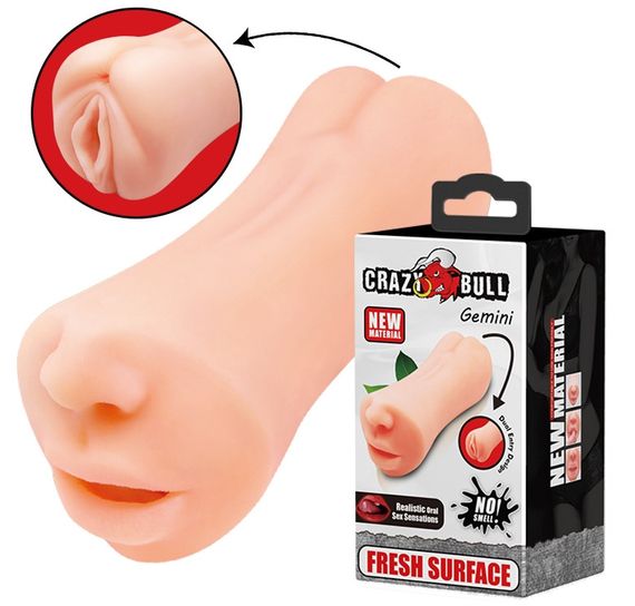 Мастурбатор 2 в 1 CRAZY BULL - Gemini Realistic Oral Sex Sensations, BM-009215U Sex Aura | Зображення 1