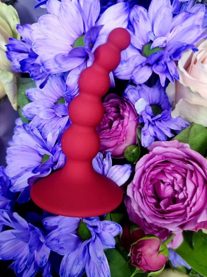 Анальна пробка на силіконову присоску Loveshop RED | Зображення 3