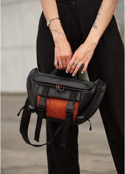 Жіноча сумка бананка Sambag Dynamicdart чорно-помаранчева 38 × 21 × 7 см (80411129) | Зображення 9