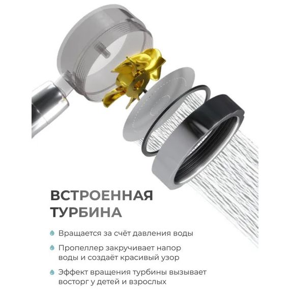 Лійка для душу високого тиску, Насадка на кран душ, Масажна лійка OZ-314 для душу | Зображення 7