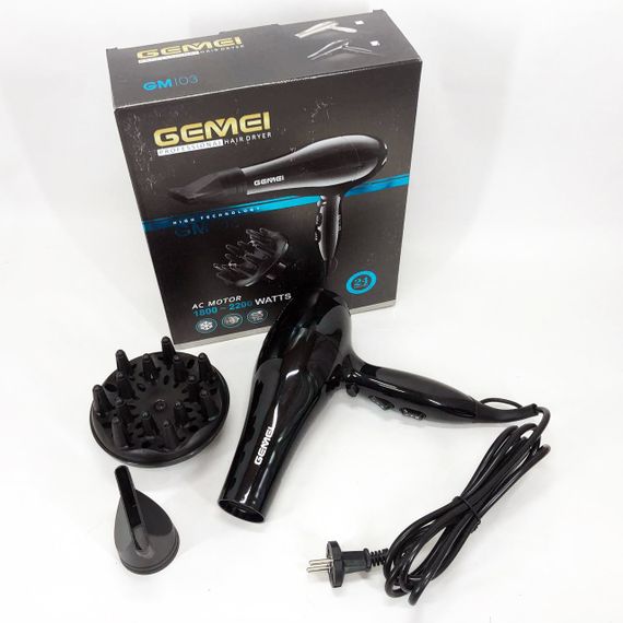 Фен для разных типов волос Gemei GM-103 2200 Вт, Хороший фен для дома Малошумный укладки волос UX-64 | Зображення 8