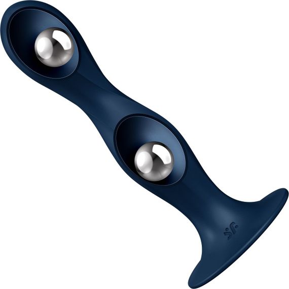 Дилдо Satisfyer Double Ball-R Dark Blue, унісекс, рухомі кульки всередині, на присосці | Зображення 2