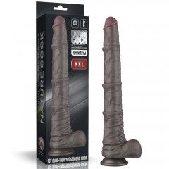Фаллоимитатор - Dual Layered Bendable Silicone Cock XXL 16'' Black sexstyle