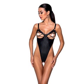 Боді з екошкіри Passion Celine Body 4XL/5XL black, з доступом, відкритий, 2XL/3XL