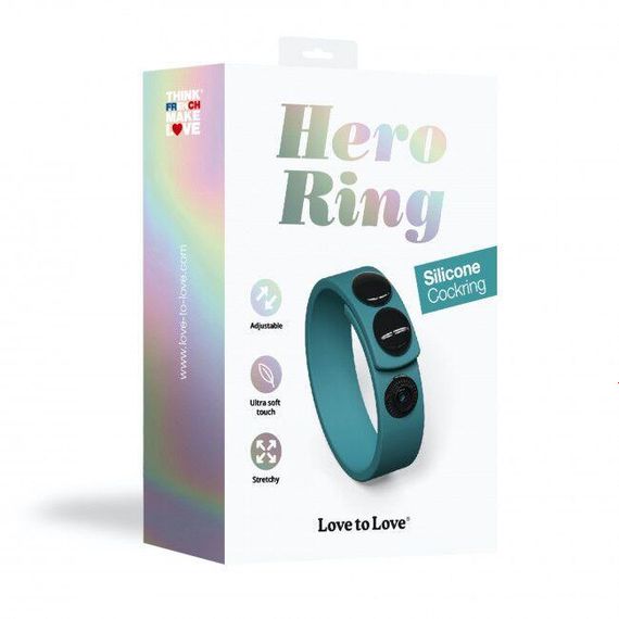 Регульоване ерекційне кільце на кнопках Love To Love HERO RING - TEAL ME | Зображення 6