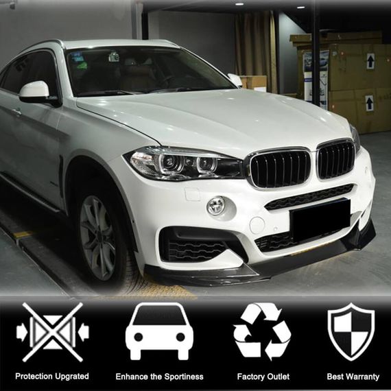 Накладка на передній бампер Карбон (M-Sport) для BMW X6 F-16 2014-2019 рр | Зображення 1