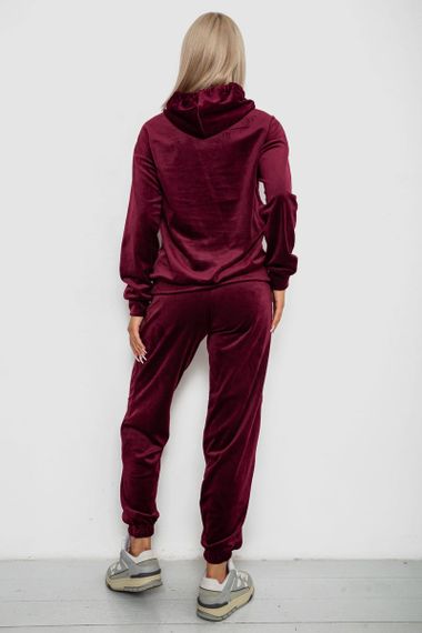Спортивный костюм женский велюровый, цвет бордовый, 241R1530-5 | Зображення 3