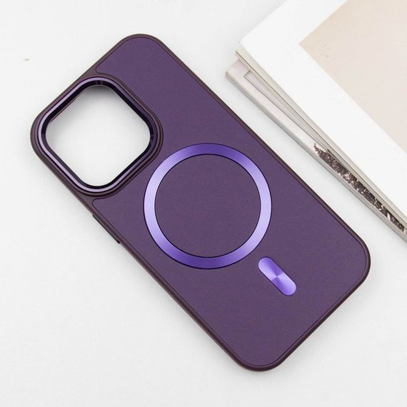 Кожаный чехол SnapCase with MagSafe для Apple iPhone 15 Pro (6.1") Dark Purple | Зображення 2