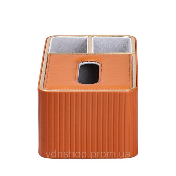 Салфетница на стол из эко-кожи с двумя отделениями 27 х 13.5 х 10 см Коричневый HPDY9291BR | Зображення 2